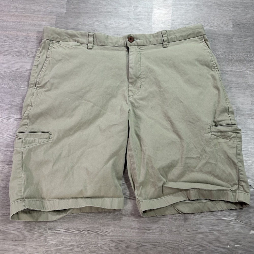 Tommy Bahama Cargo Shorts Mens 40 Green Stretch Canvas Flat Front 11 Inseam